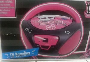 Monster High Girl's Pink CD Player Boombox Radio Music Aux in for  Player