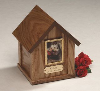 Wooden Doghouse Pet Cremation Urn Picture Frame
