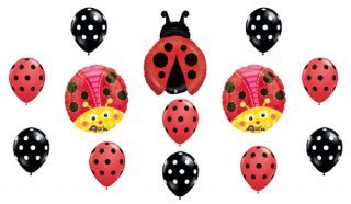 Cute Ladybug Polka Dot Birthday Baby Shower Balloon Party Set Mylar Latex