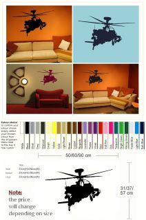 Army Helicopter Chopper Wall Art Sticker Decal Graphic Transfer Mural Car RA149