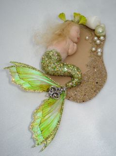 OOAK Fairy Sleeping Baby Mermaid Art Doll Polymer Clay Sculpt Limoney