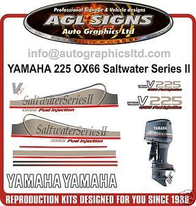 Yamaha 225 OX66 V6 Saltwater Series II Outboard Decals Reproductions