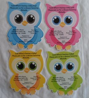 Unique Personalized Owl Baby Shower Birthday Party Custom Invitations U Choose