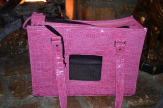 Chelsea Paws Pink Faux Alligator Snake Leather Small Pet Dog Carrier Purse