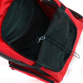 Pet Carrier Airline Rolling Luggage Backpack Travel Stroller Bag Tote Wheel Red