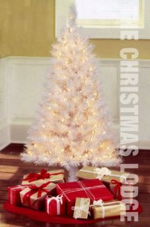 Retro White Christmas Tree Indiana Spruce 150 Clear Lights 4 Ft