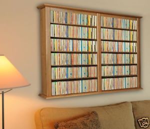 Oak Adjustable 684 CD DVD Wall Mount Media Storage Rack Shelf Cabinet