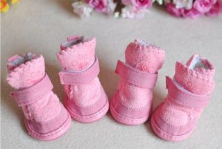 Pink Coffee Size 1 5 Winter Warm Cozy Small Dog Shoes Boots Clothes Pet Supply