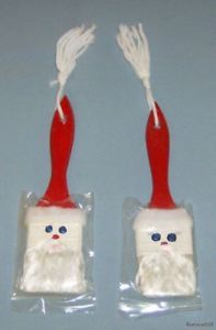 Two Handmade Santa Christmas Ornaments Paint Brushes