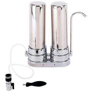 Stainless Steel Countertop Dual Stage Drinking Water Filter Filtration System
