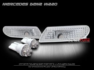 6 LED 00 06 Benz W220 Clear Side Marker Bumper Lights