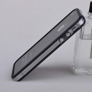 Black Clear Bumper Frame TPU Silicone Case Skin for iPhone 4S 4G w Side Button