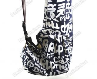 Dark Blue White Strip Oxford Cloth Sling Pet Dog Cat Shoulder Carrier Bag 3 Size