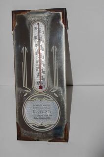Vtg Art Deco 1930s Chicago Keessen's I G A Advertising Mirror Wall Thermometer