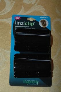 One Pair 2 Linziclip Maxi Hair Claw Clips Clamps Black Color