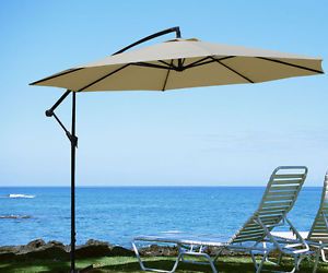 10'Garden Offset Patio Large Cantilever Umbrella Sunshade Umbrella Stands Beach