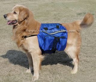Large Blue Dog Pet Saddle Backpack Bag Outdoor Travel Hiking Camping Exercise