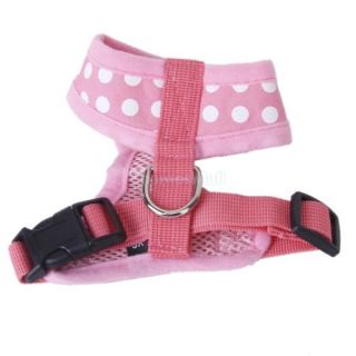 Pet Dog Puppy Polka Dots Pattern Pink Soft Mesh Harness Clothes Apparel Size XS