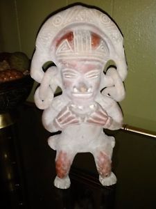Vintage Mexican Art Pottery Aztec or Mayan Idol Clay Figurine Statue