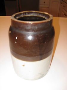Vintage Clay Pottery Crock Stoneware Two Tone Color