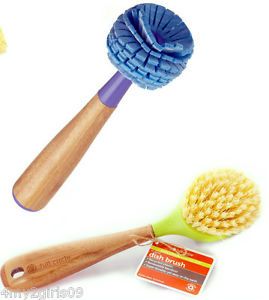 Full Circle Crystal Clear Bamboo Glass Cleaner Sponge Dish Cleaning Brush Set