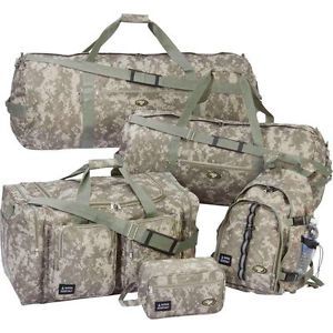5 Piece Camo Camp Luggage Set Men Carry on Travel Overnight Outdoor Duffle Bag