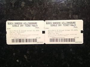 2 Busch Gardens Williamsburg Tickets