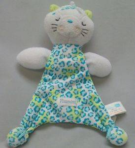 Vitamins Baby Kitty Cat Leopard Print Blue White Security Blanket Plush Lovey