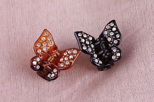 2pcs Classic Crystal Small Mini Butterfly Hair Clips Claws Clamps Hairpin 1"