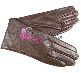 Women's Ladies Genuine Real Leather Wrist Length Gloves with Soft Fur Lining