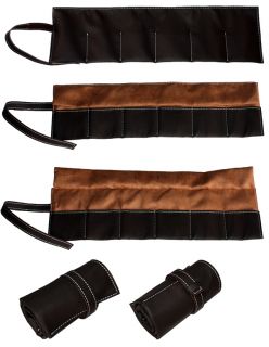 Chocolate Brown Leatherette Travel Watch Pouch Display Roll Organizer Case