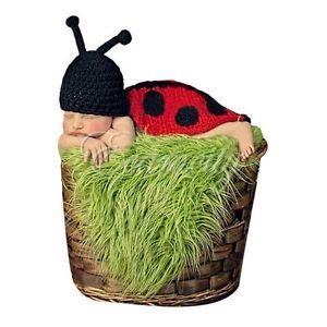 Cute Lovely Baby Infant Ladybug Crochet Costume Photo Photography Prop Clothes