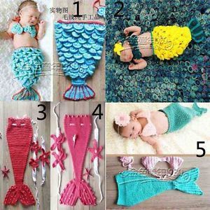 Baby Girl 100 Hand Knitted Animal Costume Mermaid Photo Photography Props