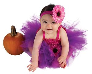 Flower Pink Purple Dress Tutu Girls Infant Newborn Baby Halloween Costume 6 9 M
