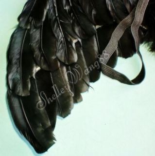 Angel Devil Baby Infant Kid Child Feather Wings Fairy Costume Props Medium Black
