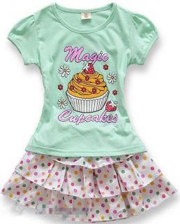 2 Pcs Sweetly Girl Baby Kid T Shirt Skirt Clothing Costume 6 12M