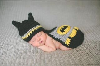 Baby Boy Newborn Infant Knit Crochet Batman Photo Prop Photograp Costume Cloth