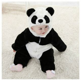 Kids Costume Boy Girl Winter Snowsuit Fleece Hoodie Jumpsuit Outwear"Cozy Panda"