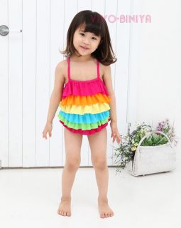 Cute Rainbow Baby Child Girl Swimming Costume Swimsuit Swim Wear 2 4 Years