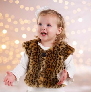 Mud Pie Baby Infant Girls Wild Child Leopard Faux Fur Vest 9M 18M 2T 5T
