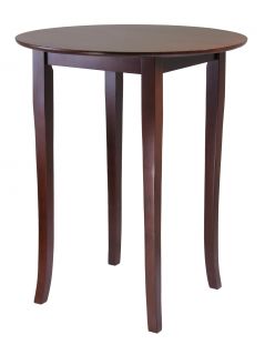 Winsome Fiona Solid Wood Round High Pub Table Antique Walnut Finish