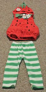 Old Navy Toddler Girl Three Piece Strawberry Halloween Costume Size 2T 3T
