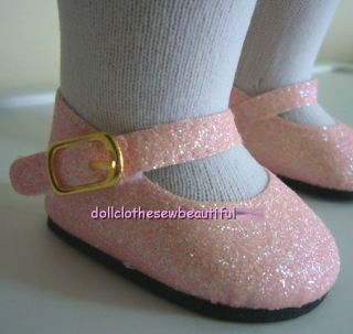 18 inch Doll Clothes Pink Glitter Dress Mary Jane Shoes