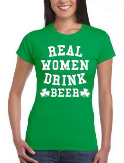Junior Womens Irish Green Real Girls Drink Beer Funny Statement T Shirt Tee