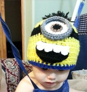 3D Crochet Baby Photo Prop Despicable Me Minion Beanie Hat Halloween Costume