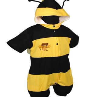 D266 Baby Toddler Outfits Cute Black Yellow Bee Soft One Pieces Rompers