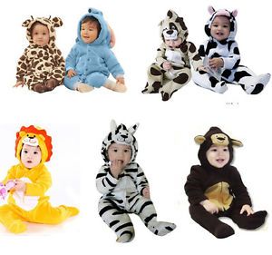 Baby Boys Girls Hoodie Romper Fleece Animal Play Suit Outfit Spring Fall Costume