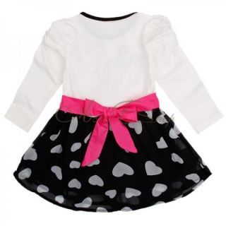 Peppa Pig Baby Girl Kid Costume Long Sleeve Heart Print Skirt Top Dress Sz 4 5
