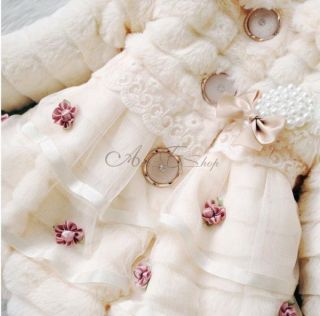 Winter Girls Baby Faux Fur Warm Fleece Jacket Pearl Coat Snowsuit Outwear 2T 5T