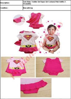 Cute Baby Toddler Girl Super Girl Costume Pink Outfits 3 15 Months